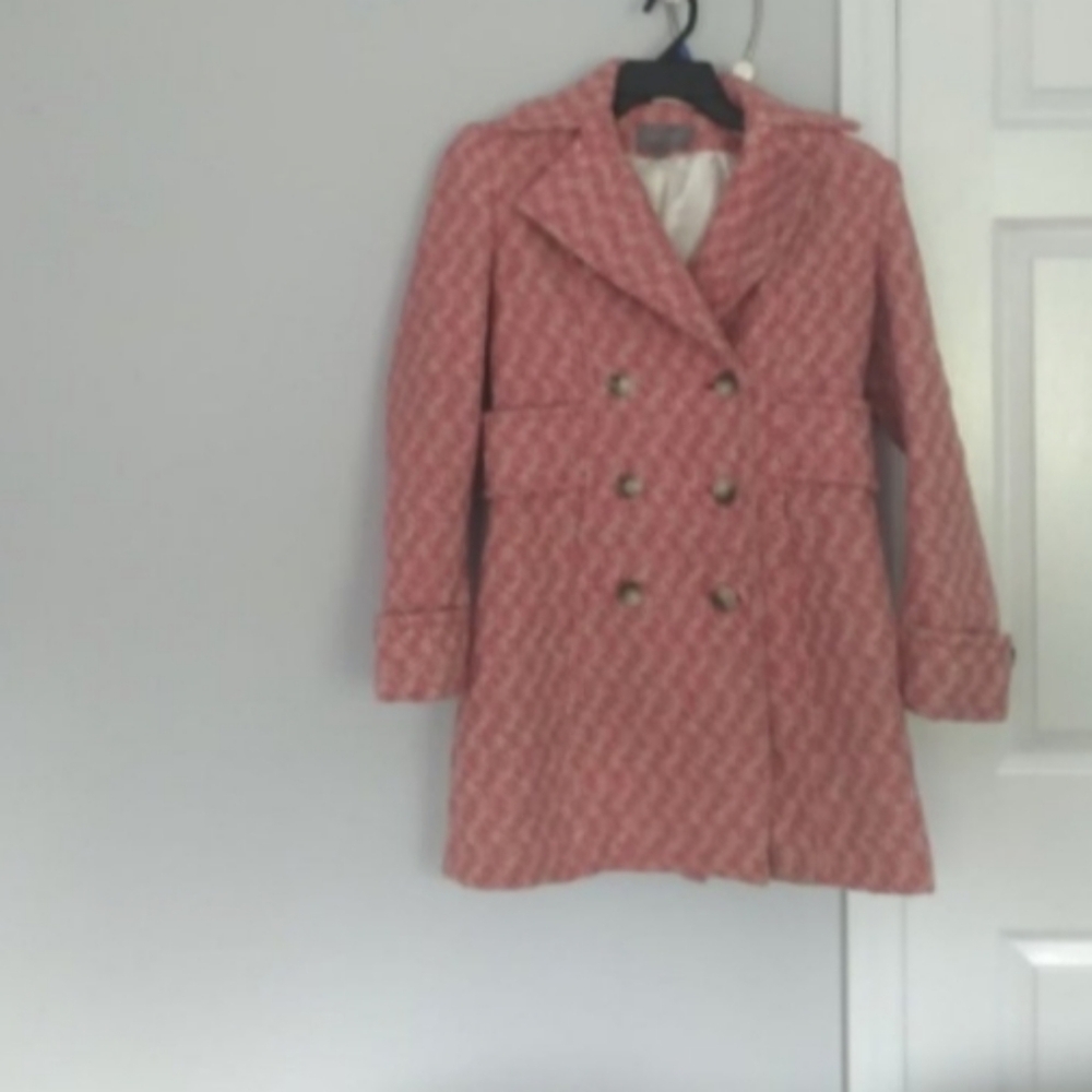 Ann Taylor Mohair Wool Blend Pink Double Breasted Coat Sz 4